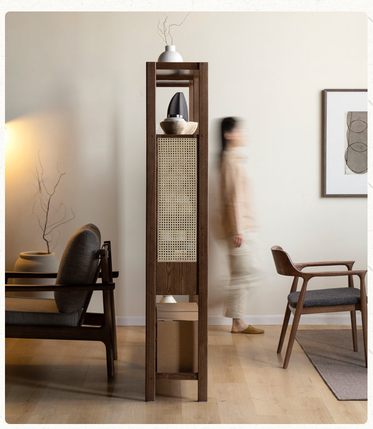 Solid Black Walnut & Ash Wood Bookshelf Display Cabinet - Modern Bookcase for Living Room, Office & Library Storage