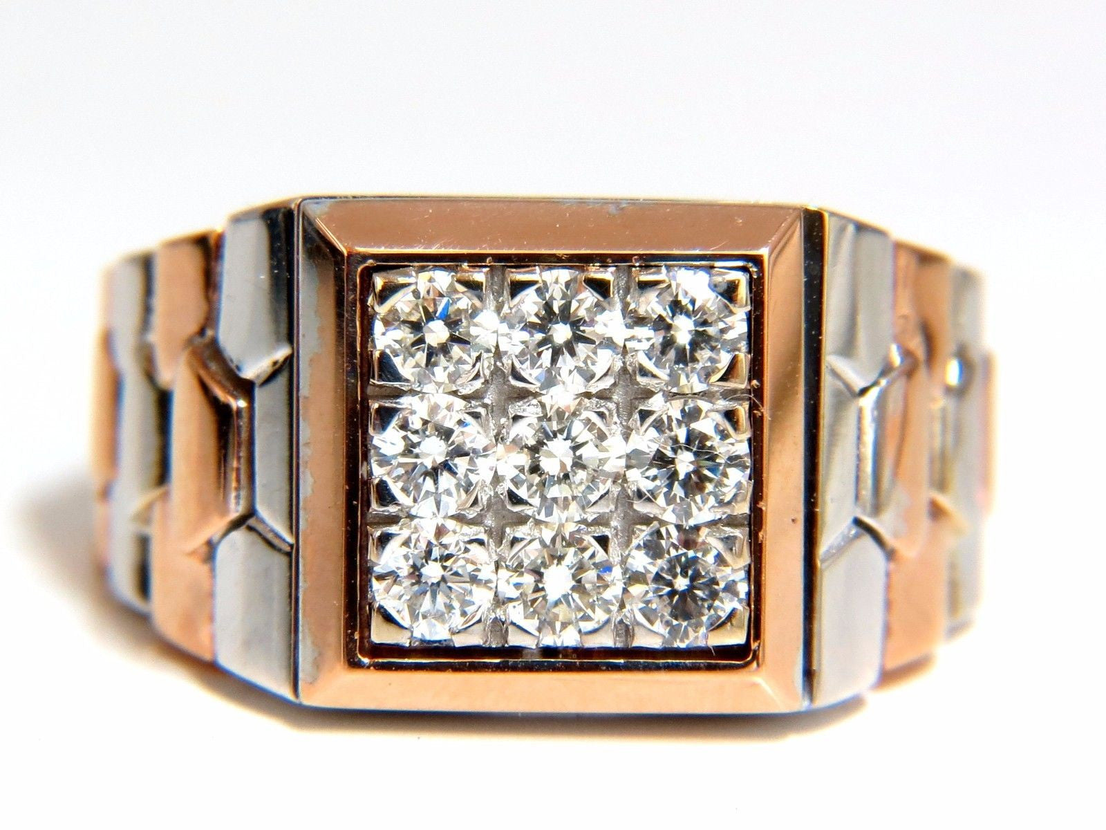 1.02ct Natural Diamond Men's Ring with Flexible Watch Band - 18K Gold, G/VS Clarity, 15 Grams - Perfect for Weddings, Anniversaries & Special Occasions