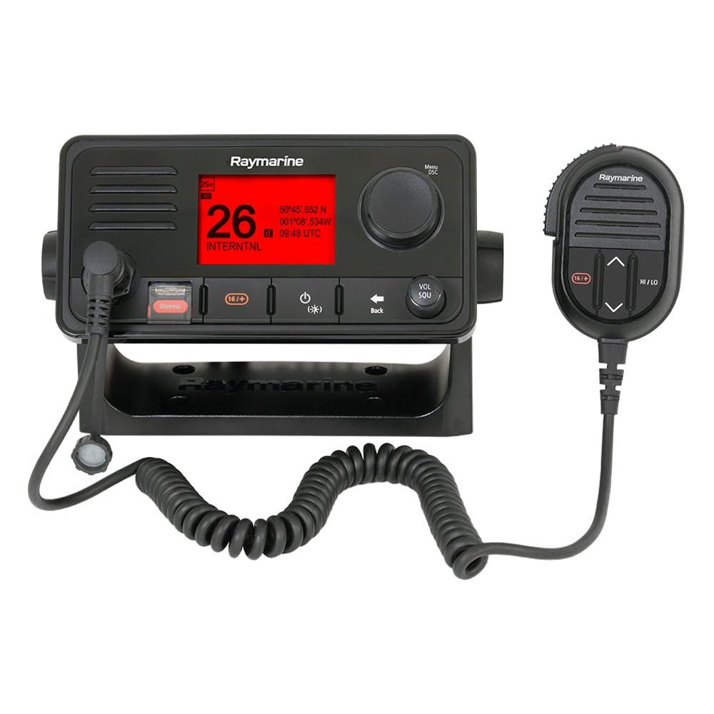 Raymarine E70517 Ray73 Marine VHF Radio with Hailer & GPS - Compact Black Boating Communication Device for Sailing, Fishing & Emergency Situations