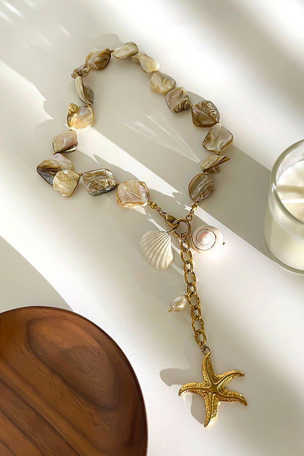 Elegant Pearl Beaded Starfish Pendant Necklace for Women | Handmade Ocean-Themed Jewelry | Perfect for Beach Vacations, Summer Outfits & Gift Giving