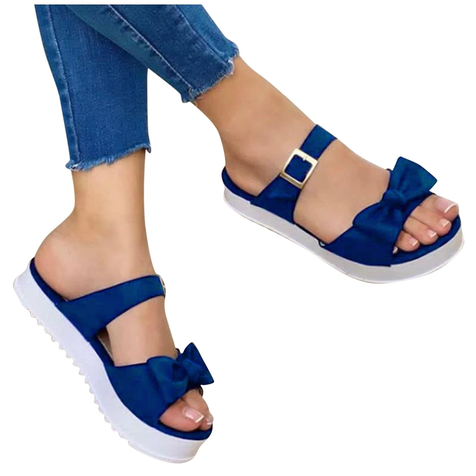 Women's Summer Fashion Sandals - Plus Size Bowknot Open Toe Beach Sandals for Casual Wear, Vacation & Outdoor Activities