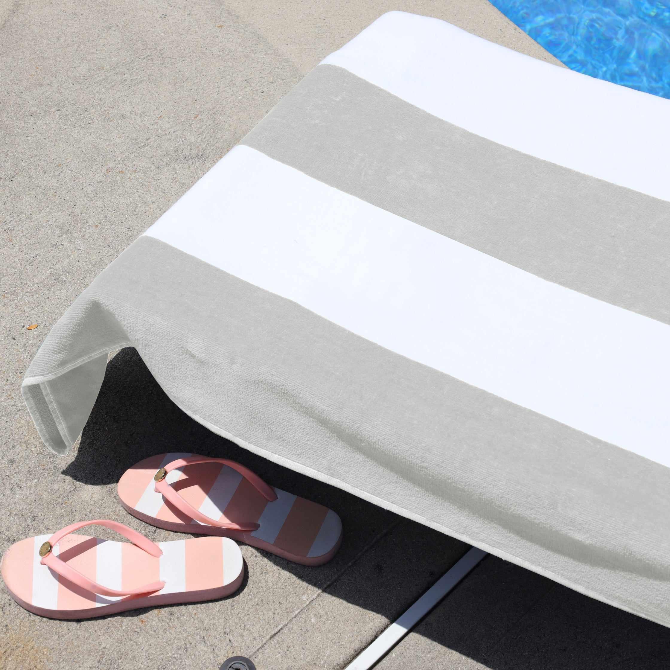 Premium Cabana Striped Cotton Chaise Lounge Chair Cover Set – Standard Size, UV & Water Resistant – Perfect for Poolside, Patio, and Outdoor Furniture Protection