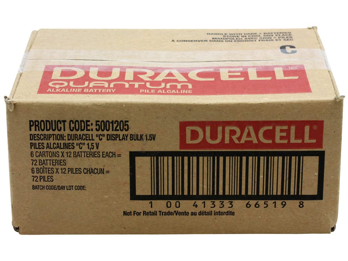 Duracell Quantum C 1.5V Alkaline Batteries - 72 Count Long-Lasting Power for Toys, Flashlights & Electronics (QU1400) - Ideal for Home, Office & Emergency Use