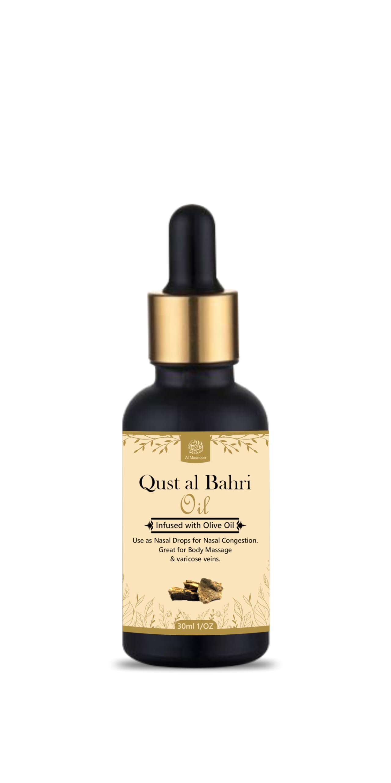 AL MASNOON Qust Al Bahri Oil - 100% Natural Herbal Remedy Infused with Olive Oil, 30ml (1 Pack) for Aromatherapy, Massage & Skin Care