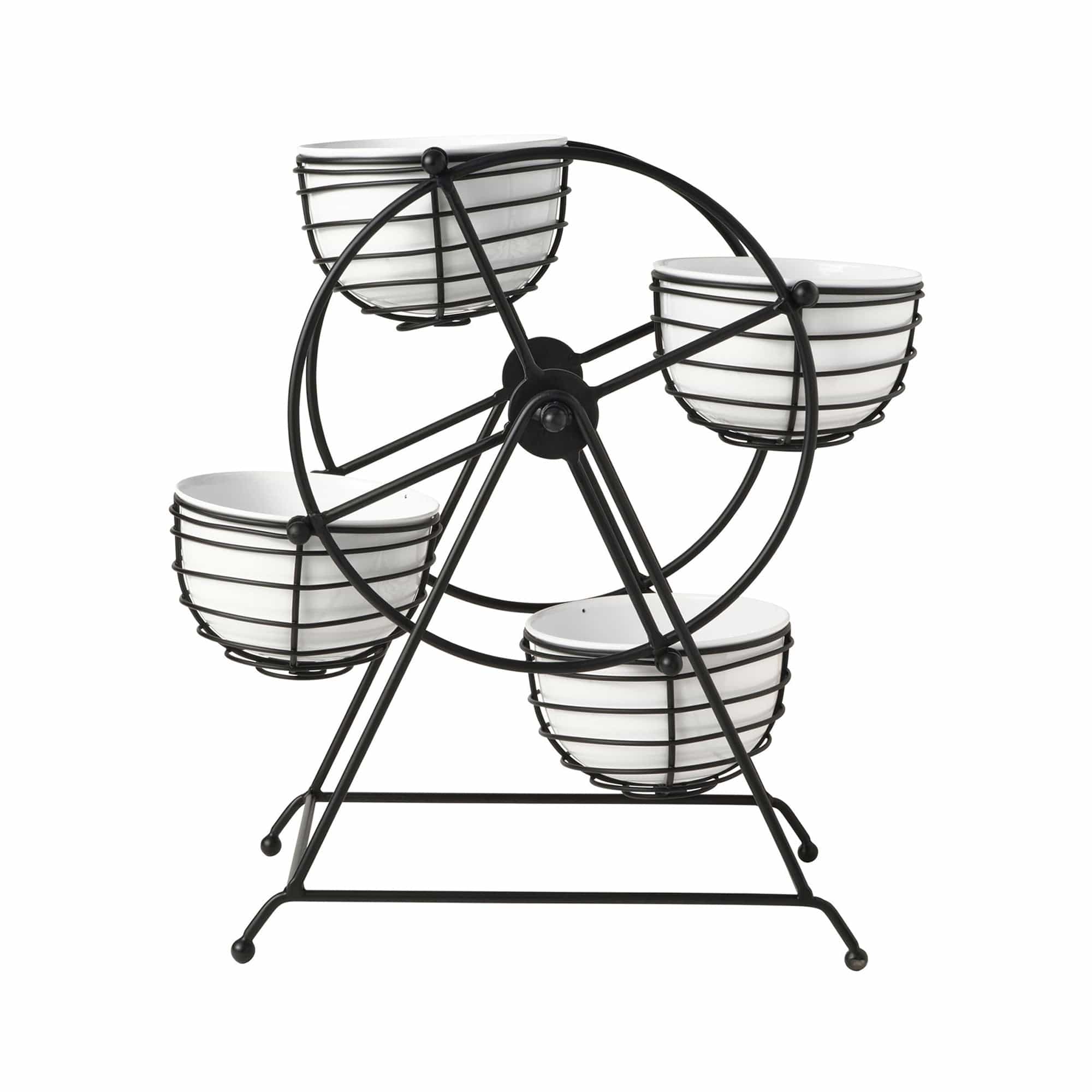Sturdy Ferris Wheel Dip Bowl Serving Caddy - 6 Compartment Party Appetizer Tray for Chips, Veggies & Dips - Perfect for Entertaining, Game Nights & Potlucks