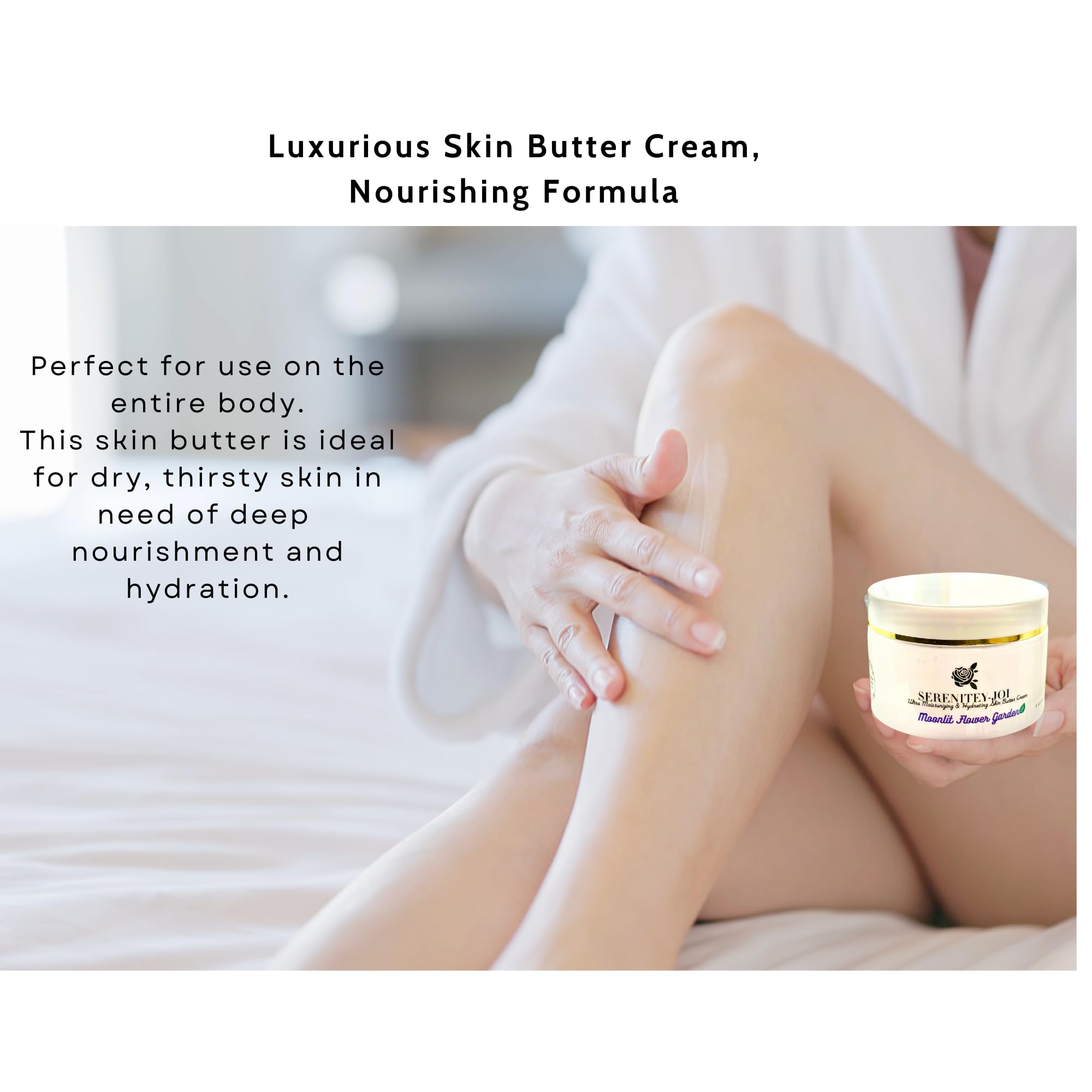 Moisturizing Body Butter Cream with Rose Water, Mango & Cupuacu Butters - Hyaluronic Acid, Squalane & White Tea Extract - 8 oz Deep Hydration for Dry Skin - Perfect for Daily Use, After Shower & Nighttime Skincare Routine