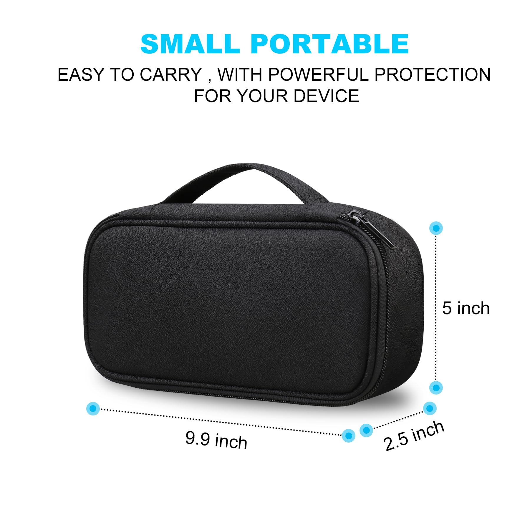 Lacdo Travel Cable Organizer Bag - Double Layer Portable Electronic Accessories Case for Chargers, Cords, Earphones & Power Banks - Perfect for Business Trips, Vacations & Daily Commute (Black)
