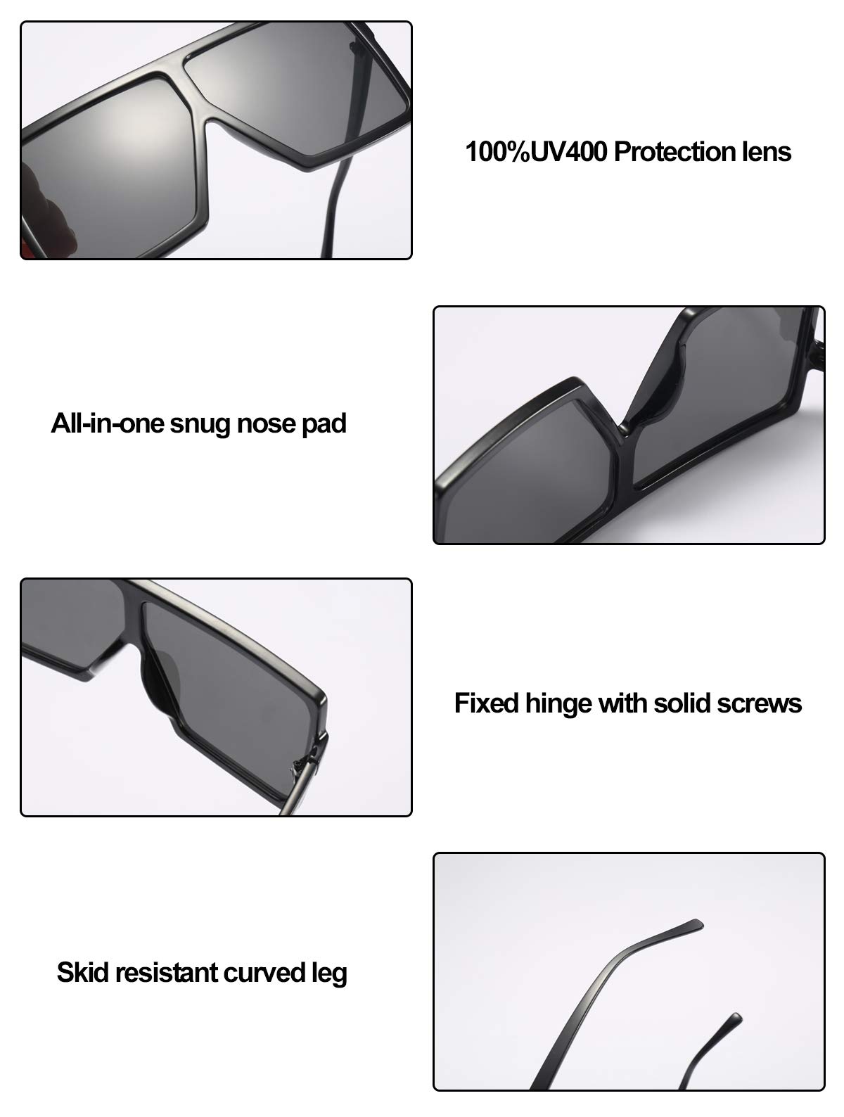 Dollger Square Oversized Sunglasses for Women & Men - Retro 70s Flat Top Shades - UV Protection Fashion Sunglasses - Perfect for Beach, Driving & Outdoor Activities