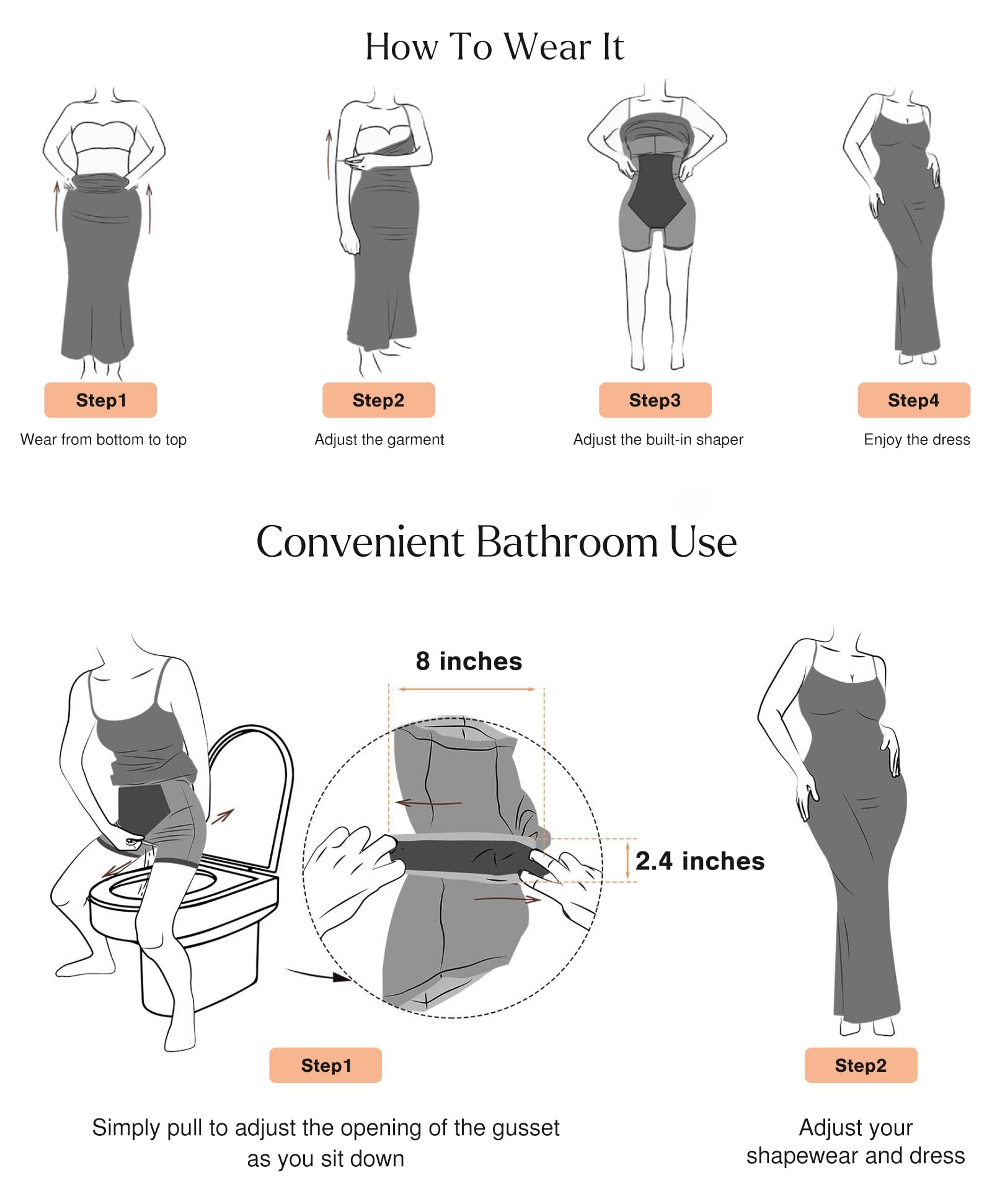 Popilush Women's Cocktail Dress 2025 - Sexy Spaghetti Strap Bodycon Mini Dress with Built-in Shapewear for Summer Parties, Club Nights & Evening Events