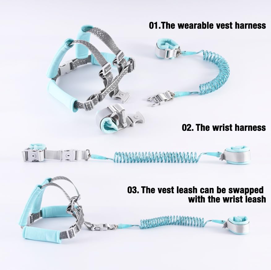 PandaEar Toddler Safety Harness & Leash with Adjustable Wrist Strap - Anti-Lost Walking Reins for Babies, Kids 1-5 Years - Perfect for Shopping, Travel & Crowded Places
