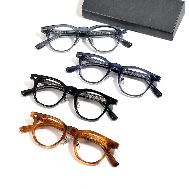 Stylish Unisex Black Acetate Eyeglasses - Round & Square Full Rim Frames for Men & Women | Perfect for Reading, Work, and Fashion Accessories