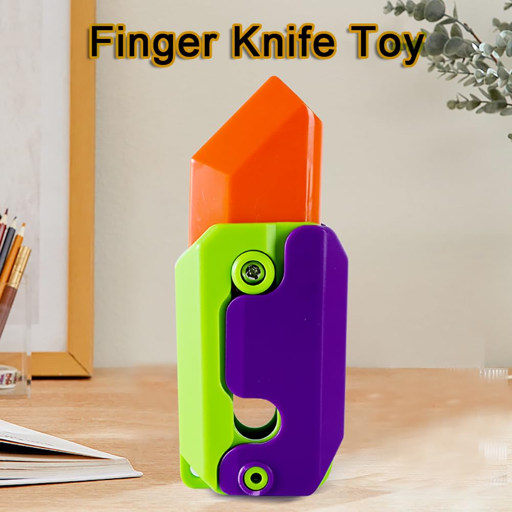 3D Plastic Mini 1911 Fidget Gun Knife Toy Set - 2PCS Stress Relief Gravity Slider for Adults & Kids - ADHD Anxiety Relief Gadget - Cool Purple Sensory Toy for Office, School & Home Use