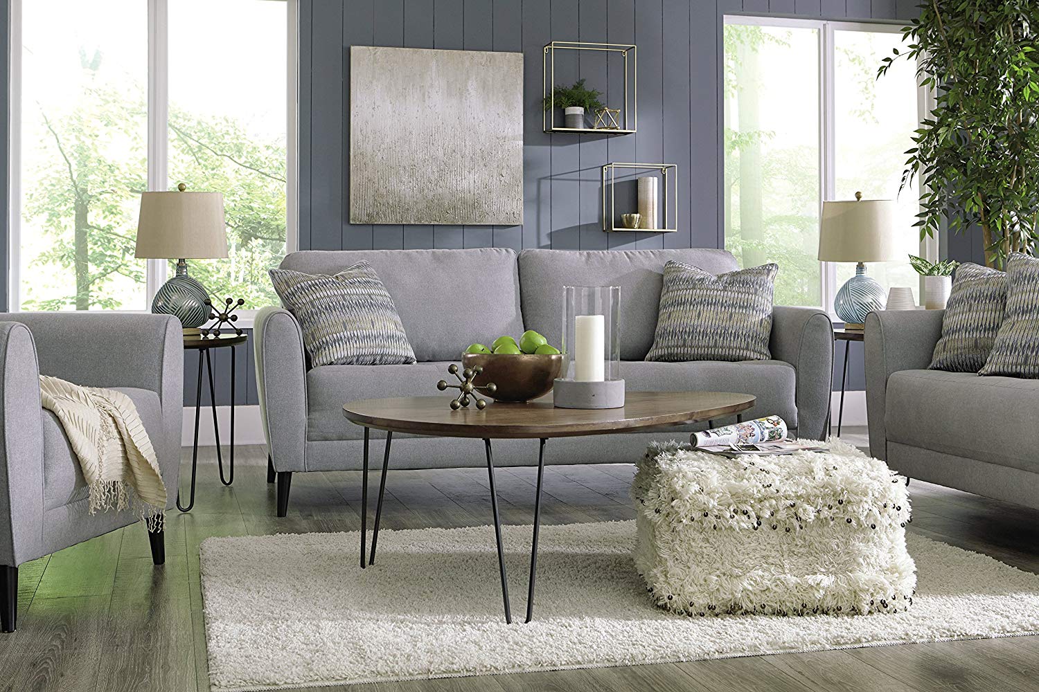 14H Celeste Pouf Oatmeal - Modern Round Footstool Ottoman with Removable Cover, Perfect for Living Room, Bedroom or Nursery Decor