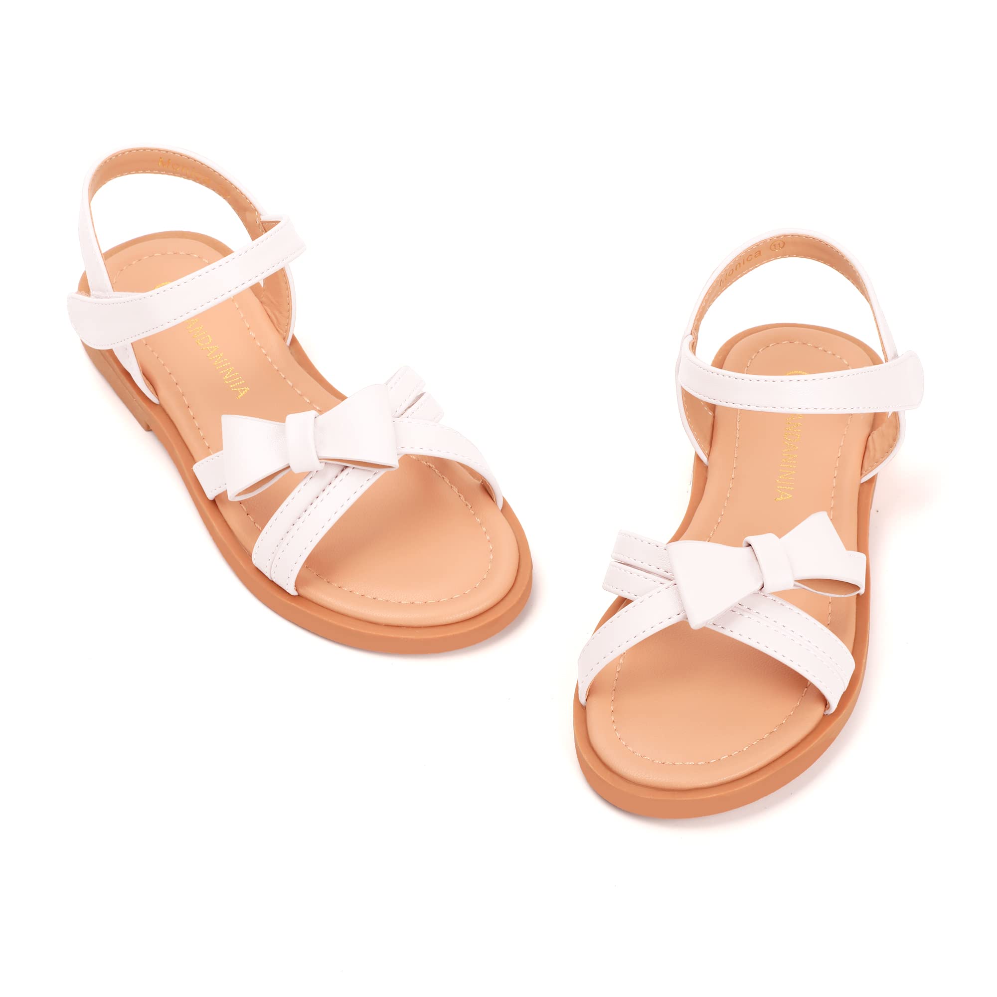 PANDANINJIA Rita Girls Sandals - Summer Open Toe Flat Dress Sandals for Toddler, Little Kid & Big Kid - Comfortable & Stylish for Beach, Party & Daily Wear