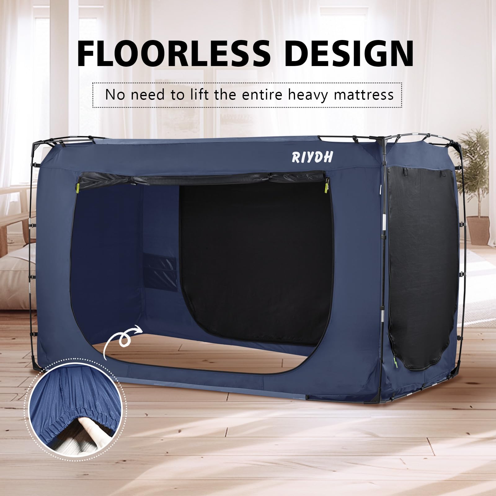 Queen Size Bed Tent Canopy for Adults & Kids - Portable Indoor Sleeping Tent with 93% Blackout, 3 Doors & Breathable Design - Perfect for Camping, Sleepovers, Privacy & Relaxation