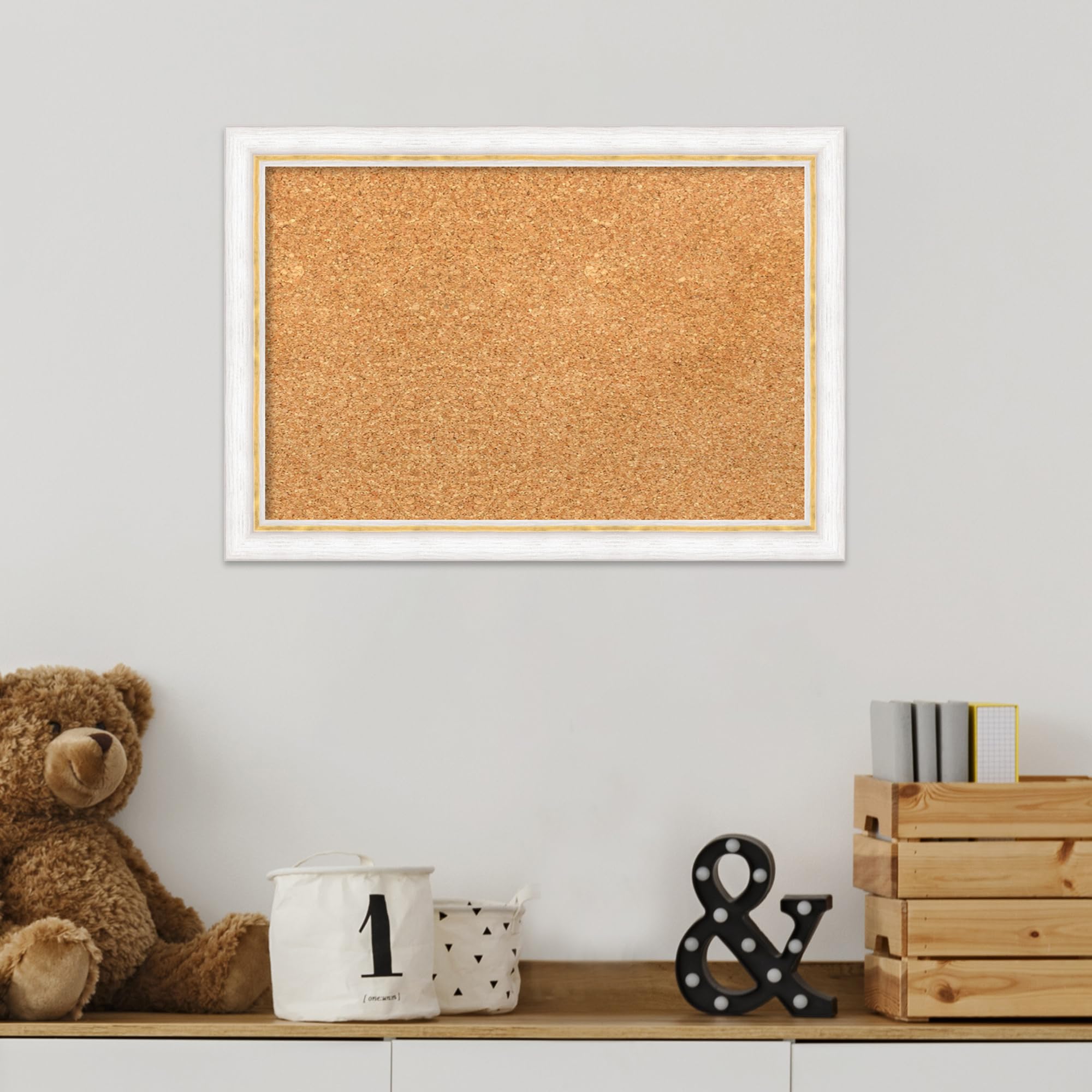Amanti Art 14x20 Natural Cork Board with White Wood Frame - Vision Board, Office Decor & Home Organization Pinboard | Perfect for Displaying Photos, Notes & Reminders in Home, Office or Dorm
