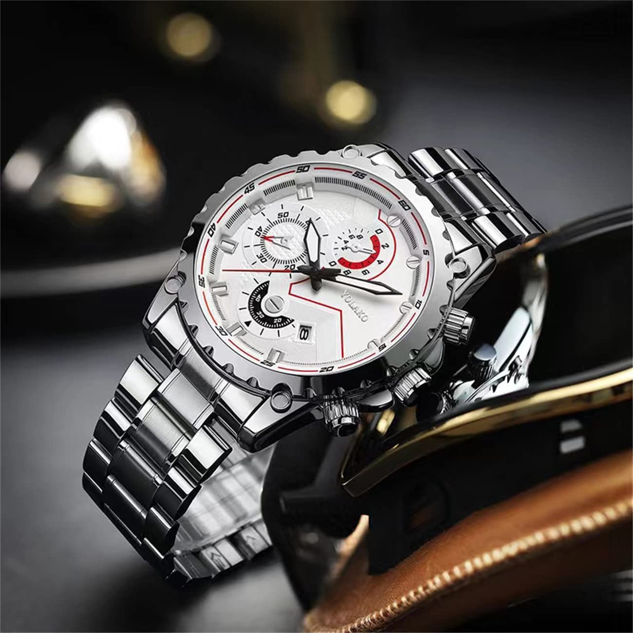 CDYBOX Men's Stainless Steel Sports Watch - Fashion Quartz Wristwatch for Business & Casual Wear - Perfect for Office, Gym & Outdoor Activities