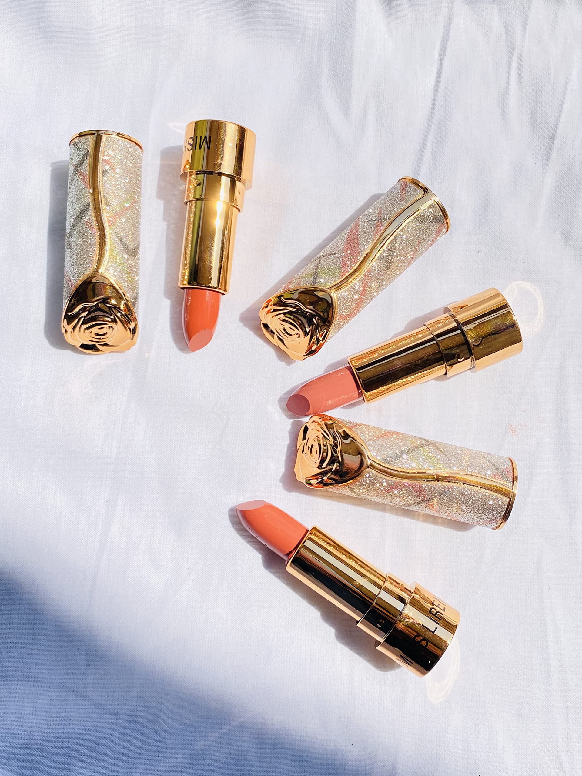 3-Pack Rose Lipstick Set - Long Lasting Matte & Moisturizing Lip Color for Women - Perfect for Daily Wear, Parties & Special Occasions