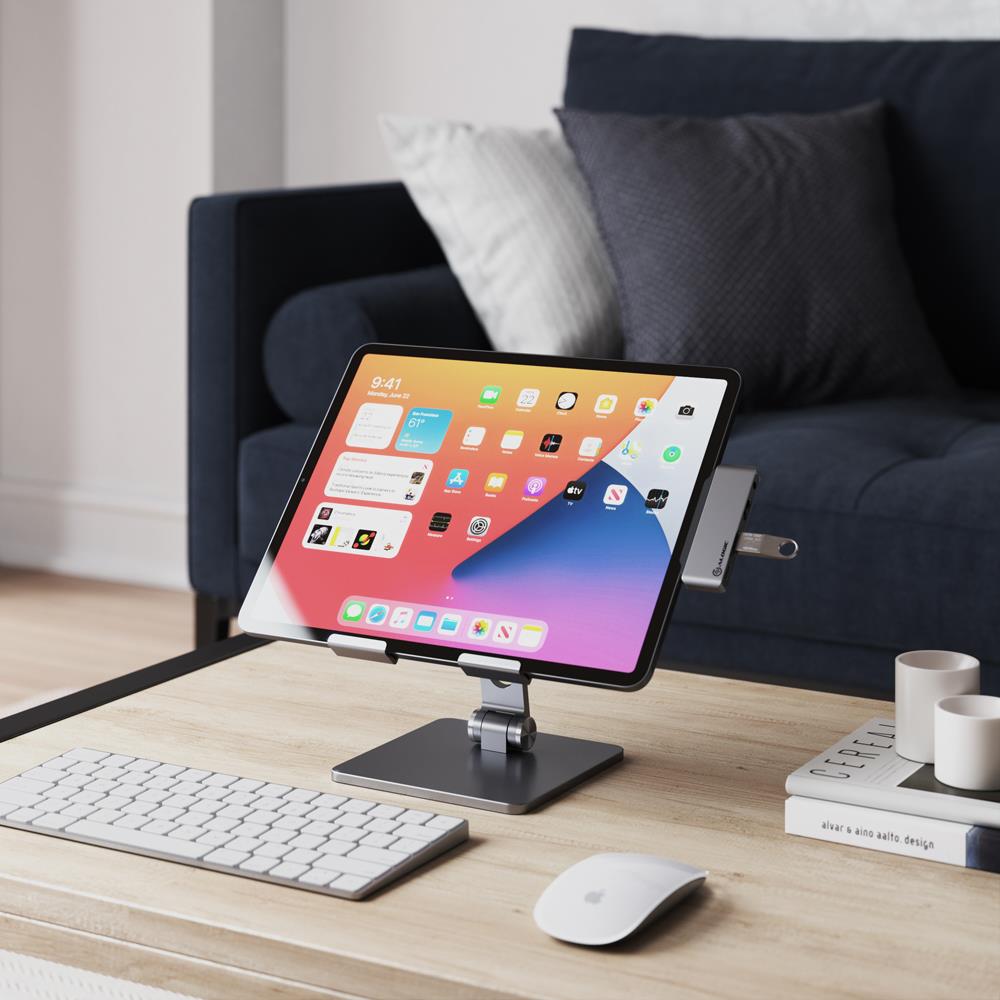 ALOGIC Edge Tablet & iPad Stand Holder - Adjustable & Sturdy Space Grey Aluminum Stand for Reading, Watching, and Working - Perfect for Home, Office & Travel Use