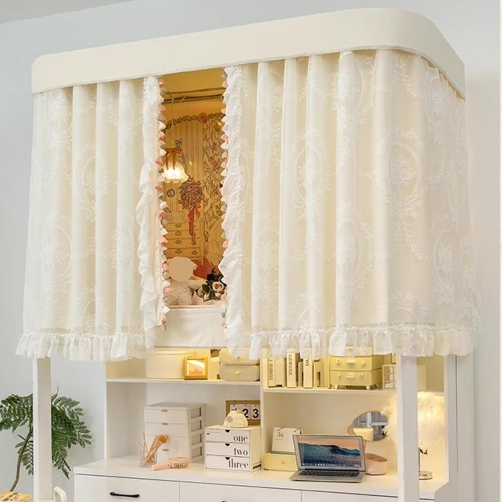 Blackout Bunk Bed Tent for Top Bunk - Privacy Curtain Set with Frame & Mosquito Net (47.2in/120cm) - Perfect for Dorms, Kids Rooms & Sleep Privacy