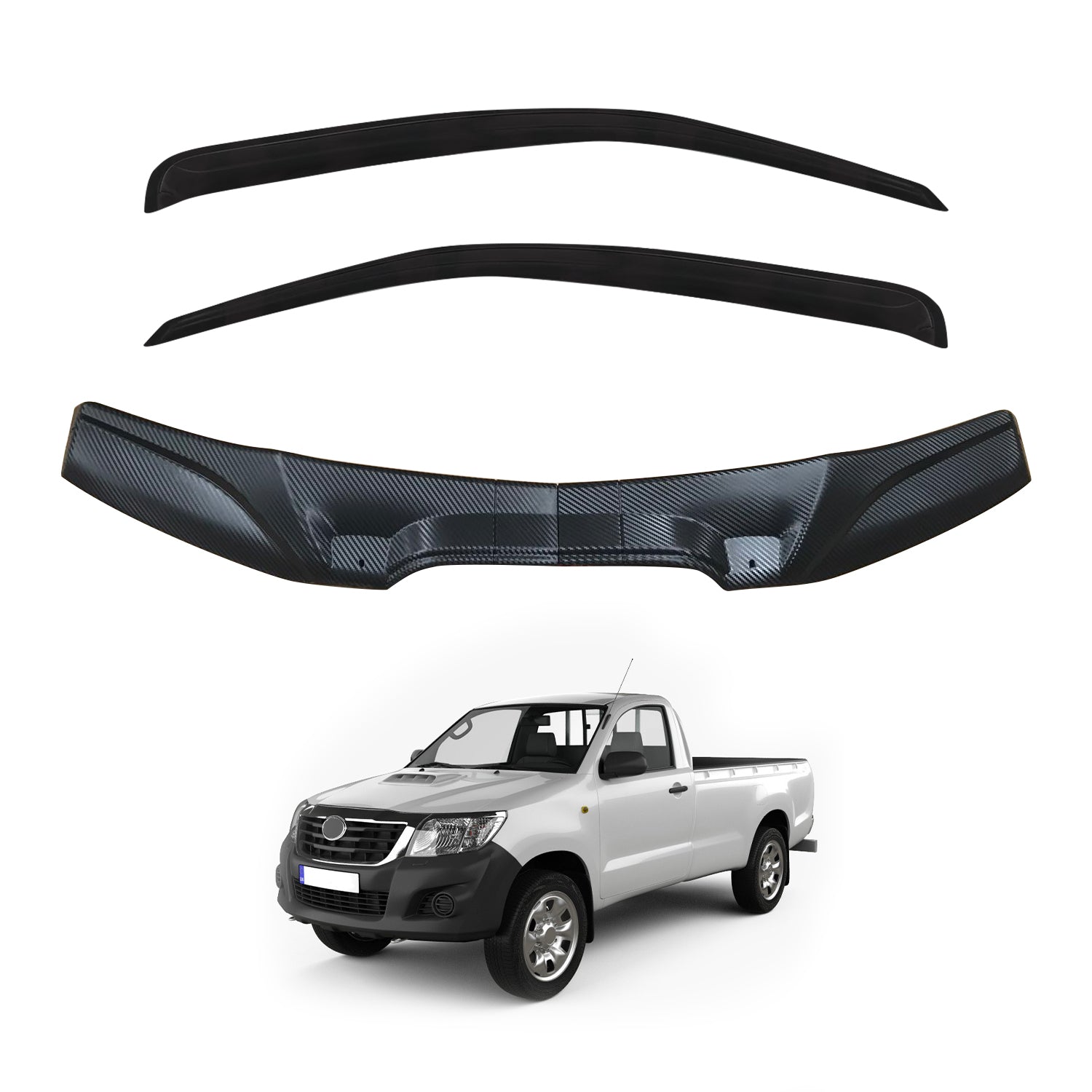 Premium Weather Shields & Bonnet Protector for Toyota Hilux Single Cab (2011-2015) - Durable Rain Guards & Hood Protection for All-Weather Driving