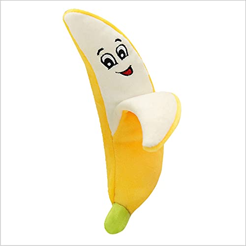 Banana Dog Toy with Squeaker - Fun Fruit-Shaped Chew Toy for Small & Medium Dogs - Cute Food Parody Puppy Teething Toy for Playtime & Training