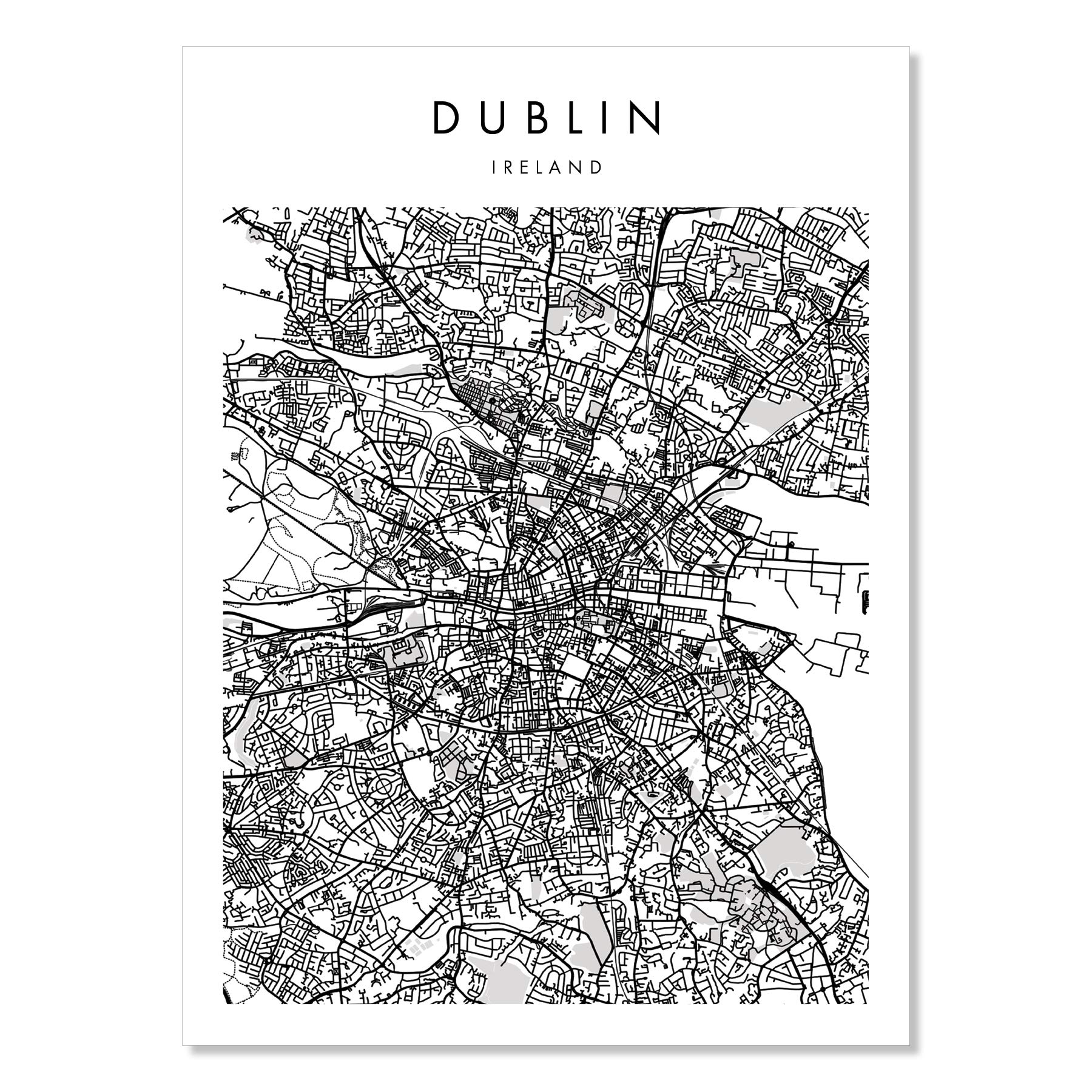 Dublin Ireland Minimal Modern Street Map Print - Unframed Wall Art for Home, Office & Travel Decor