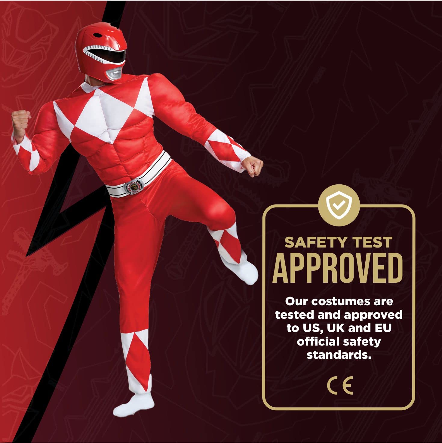Red Ranger Classic Muscle Adult Costume for Men - Premium Superhero Halloween Cosplay Outfit | Perfect for Halloween Parties, Comic Con & Cosplay Events