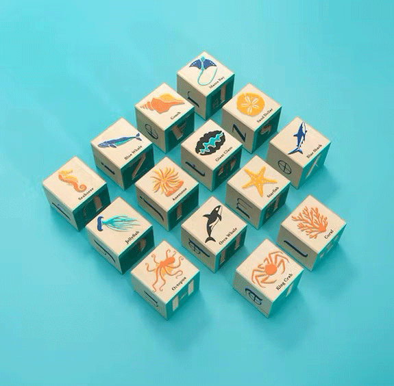 Premium Ocean-Themed Wooden Building Blocks by Uncle Goose – Eco-Friendly Educational Toys for Kids, Perfect for STEM Learning & Creative Play at Home or School