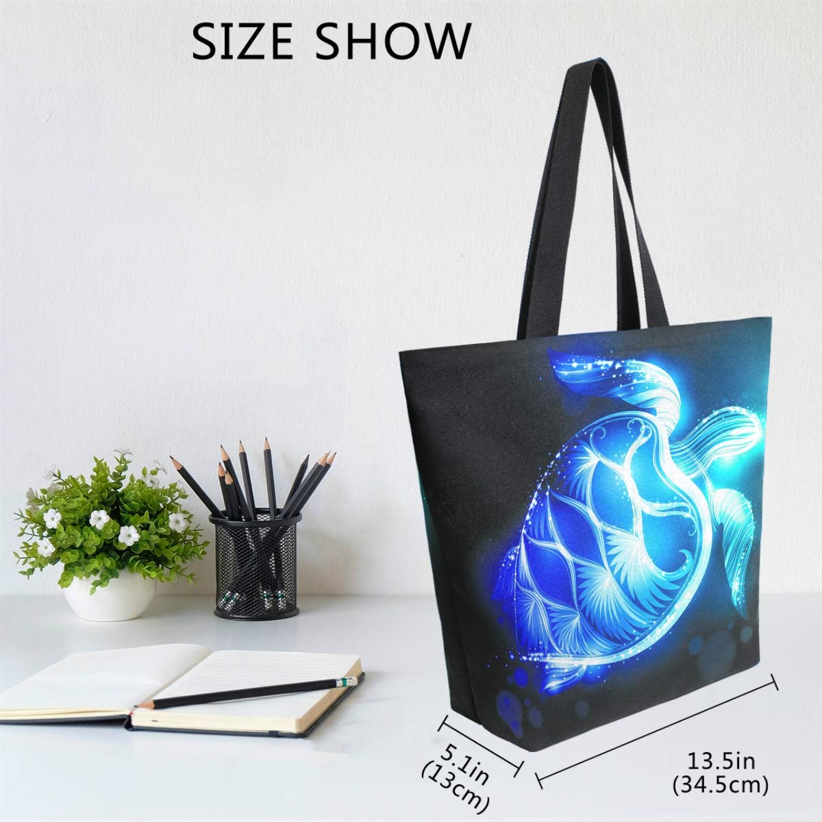 Large Women's Casual Shoulder Handbag - Naanle Ocean Turtle Canvas Tote | Reusable Multipurpose Heavy Duty Shopping Grocery Cotton Bag for Outdoors, Beach, Travel & Daily Use