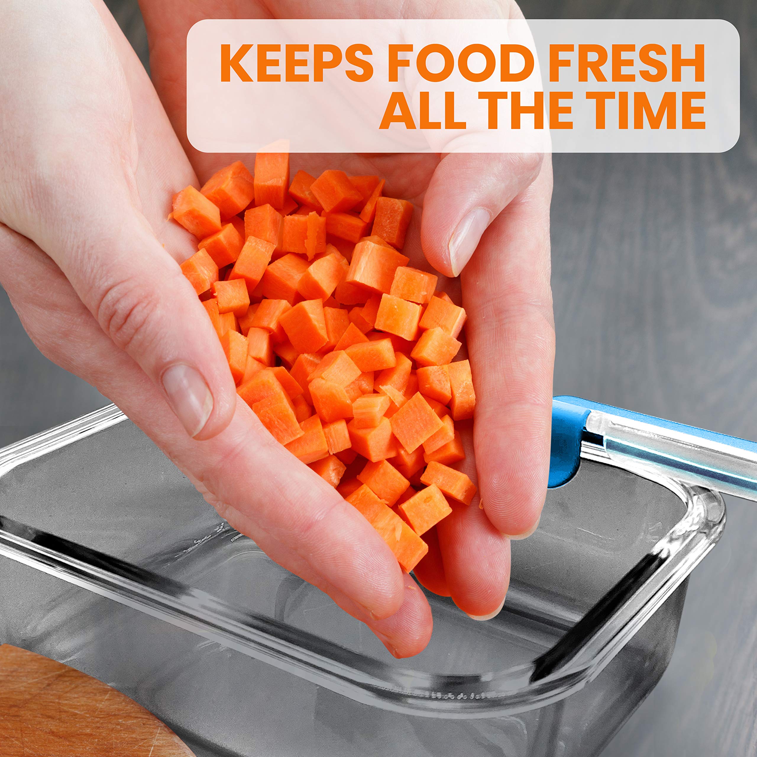 NutriChef 12-Piece Glass Food Storage Containers Set with Airtight Lids - BPA-Free Stackable Meal Prep Containers for Kitchen, Office & Travel - Microwave, Freezer & Dishwasher Safe - Ideal for Meal Prep, Leftovers, Snacks, Fruits & Salad Storage (Blue)