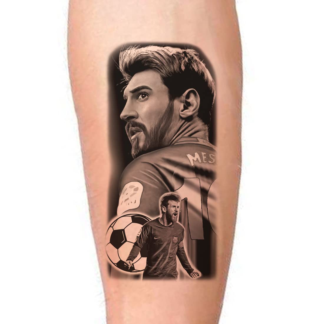 Lionel Messi Waterproof Temporary Tattoos for Men & Women - Long Lasting Fake Body Art for Sports Fans, Parties & Costume Events