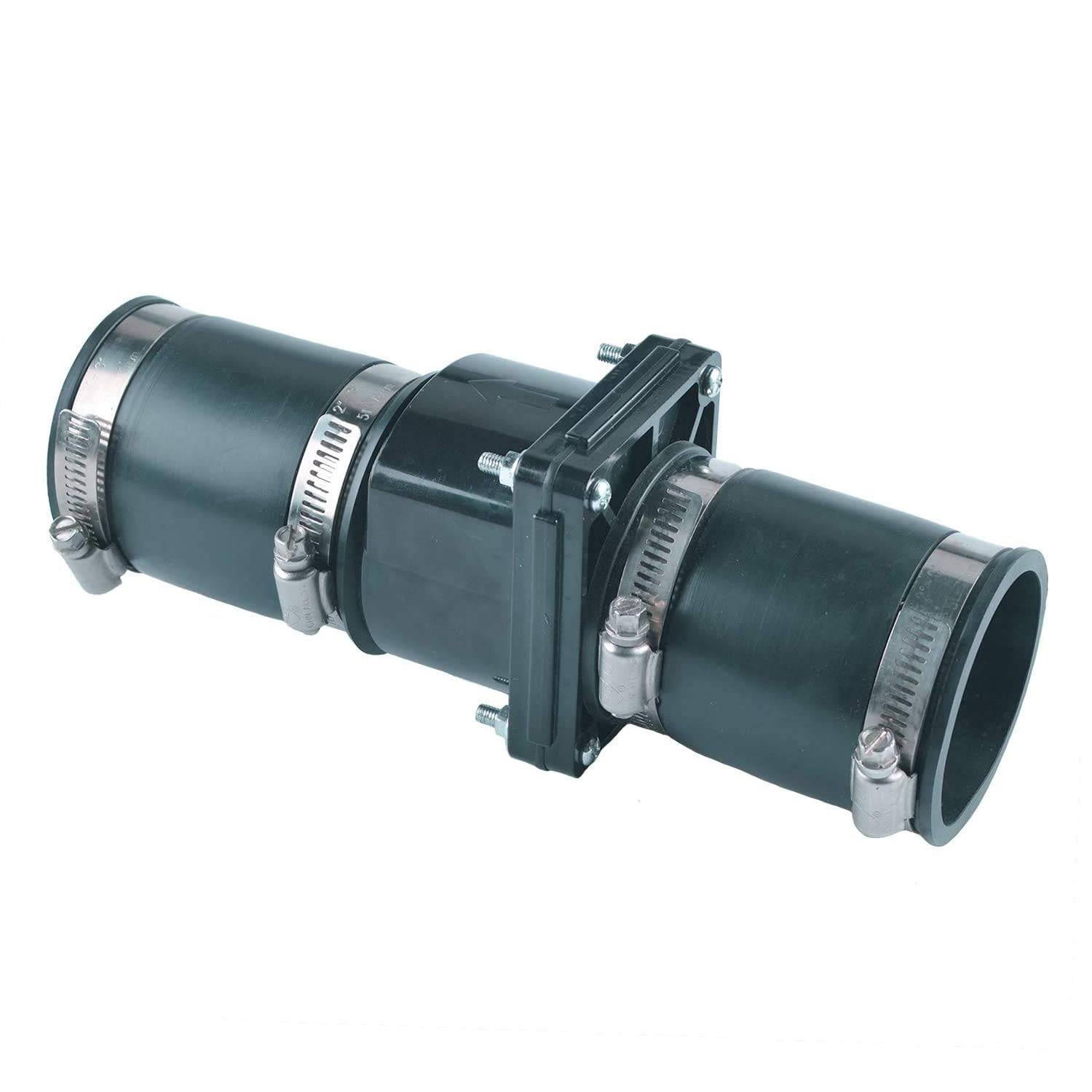 Hydro Master 2 Inch Plastic Sump Pump Check Valve with Stainless Steel Clamps - Heavy Duty Water Flow Control for Basement, Pool & Drainage Systems