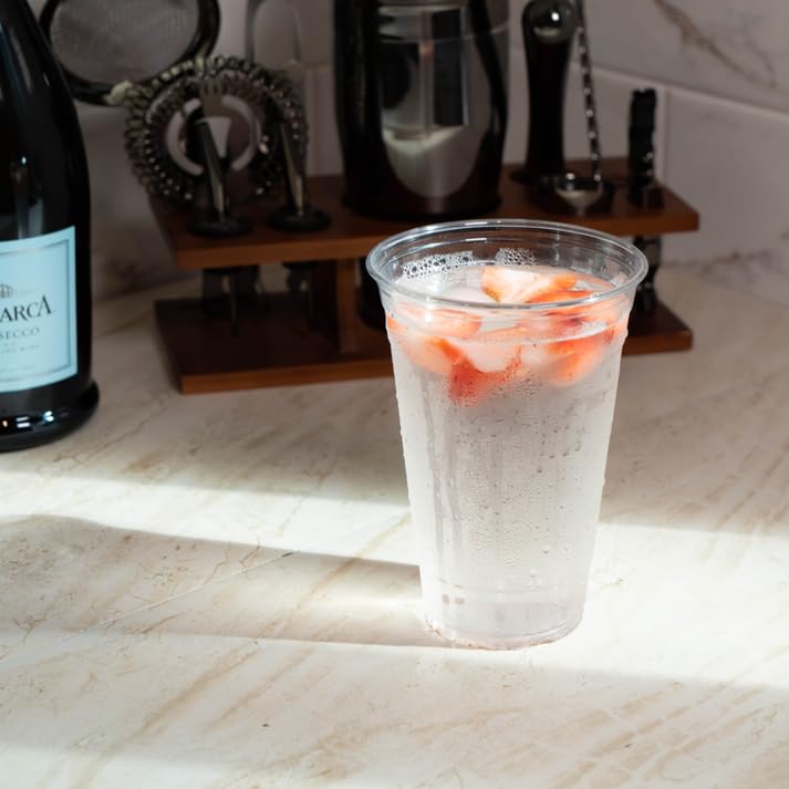24oz Clear Plastic Pet Cups with Flat Lid & Straw - 100% Recyclable, BPA-Free - Bulk Pack of 1000 - Perfect for Smoothies, Iced Coffee, Bubble Tea, and Cold Beverages - Ideal for Restaurants, Cafes, and Takeout Services