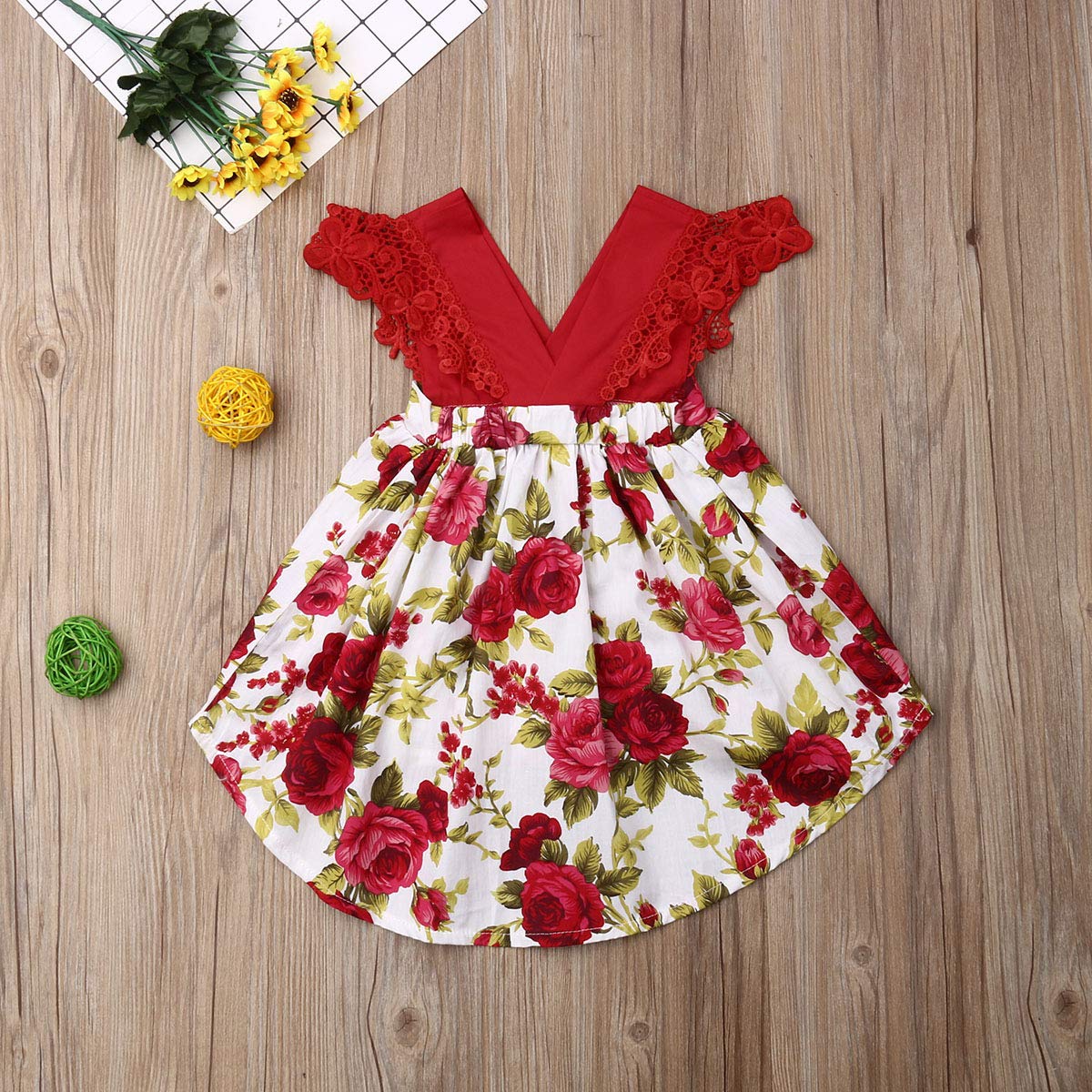 0-6 Years Big Sister Little Sister Matching Ruffle Floral Jumpsuit Romper Dress Lace Outfits - Cute Sister Outfits for Family Photos, Birthday Parties & Special Occasions