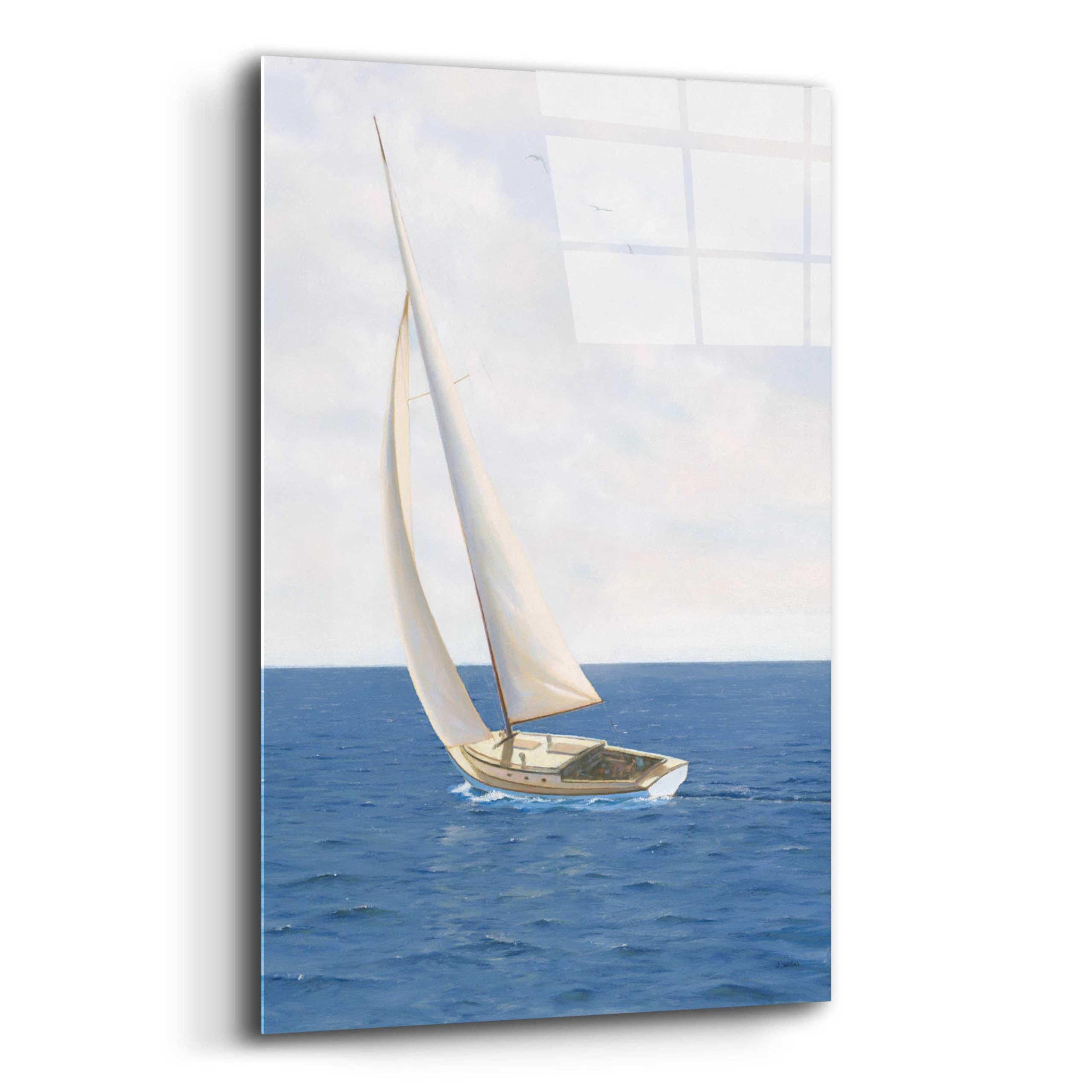Epic Art 'A Day at Sea II' by James Wiens - 16x24 Inch Acrylic Glass Wall Painting - Modern Ocean Wave Decor for Living Room, Bedroom & Office