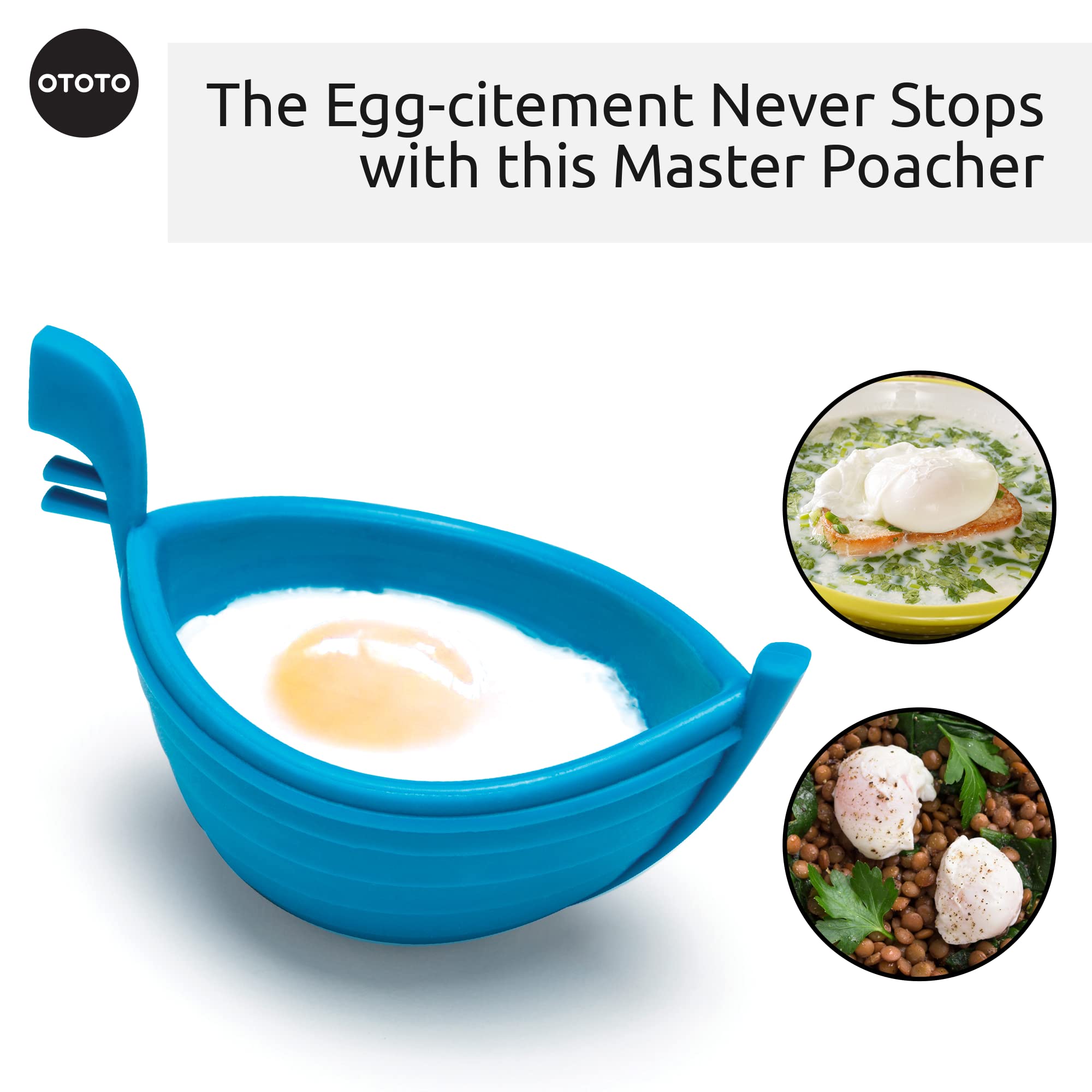 OTOTO New Eggondola Silicone Egg Poacher - Perfect Poached Egg Maker for Kitchen - Non-Stick Egg Cooker with Gondola Design - Ideal for Breakfast, Brunch & Healthy Cooking