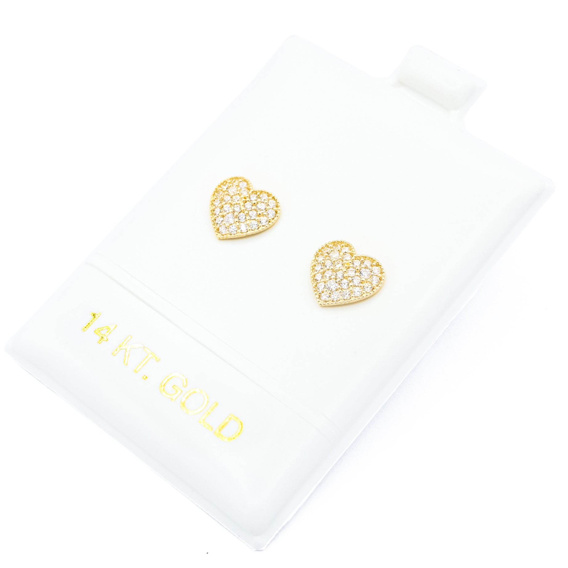 14K Gold Heart CZ Stud Earrings 7.5MM - Dainty Cubic Zirconia Jewelry for Women - Perfect for Valentine's Day, Anniversary Gifts & Everyday Wear