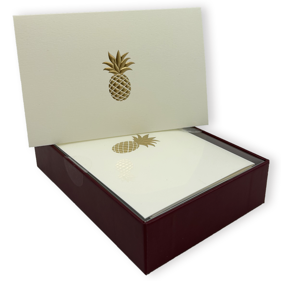 Golden Pineapple Embossed Note Cards Set - Elegant Stationery for Thank You Notes, Invitations & Greeting Cards - Perfect for Weddings, Birthdays & Special Occasions