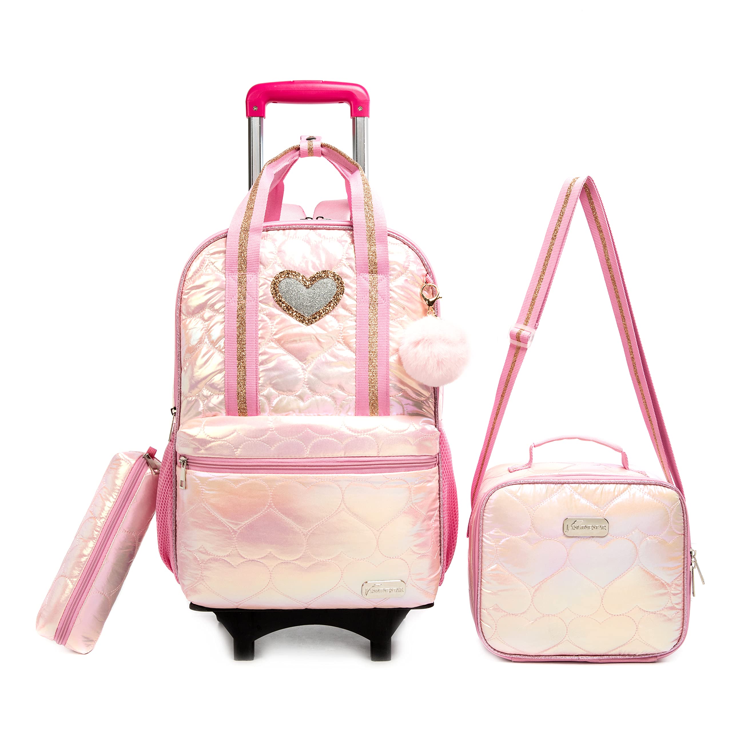 **Rolling Backpack for Girls - Kids Wheeled School Backpack with Lunch Bag - Lightweight & Durable for Elementary School - Perfect for Travel, Commuting & Daily Use**