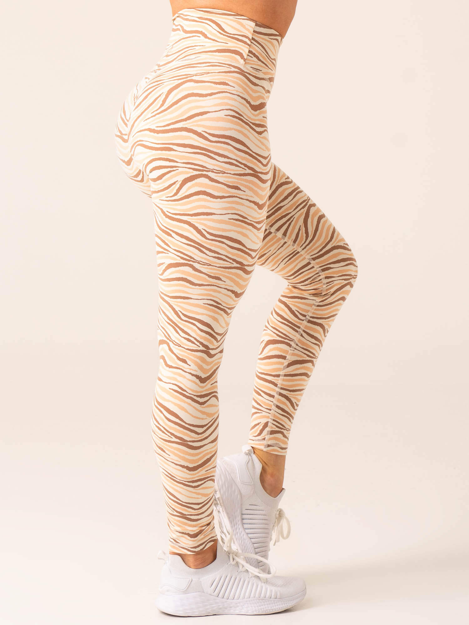 Unstoppable High Waisted Scrunch Yoga Leggings - Vanilla Zebra Print | Workout, Running & Lounge Wear for Women