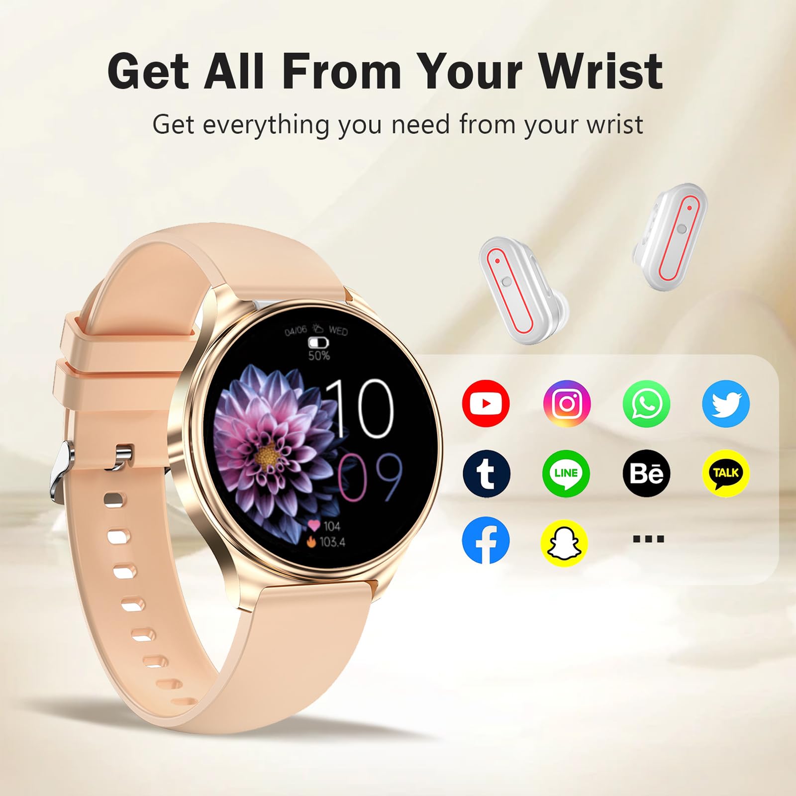 Smart Watch with Wireless Earbuds for Women - 1.27