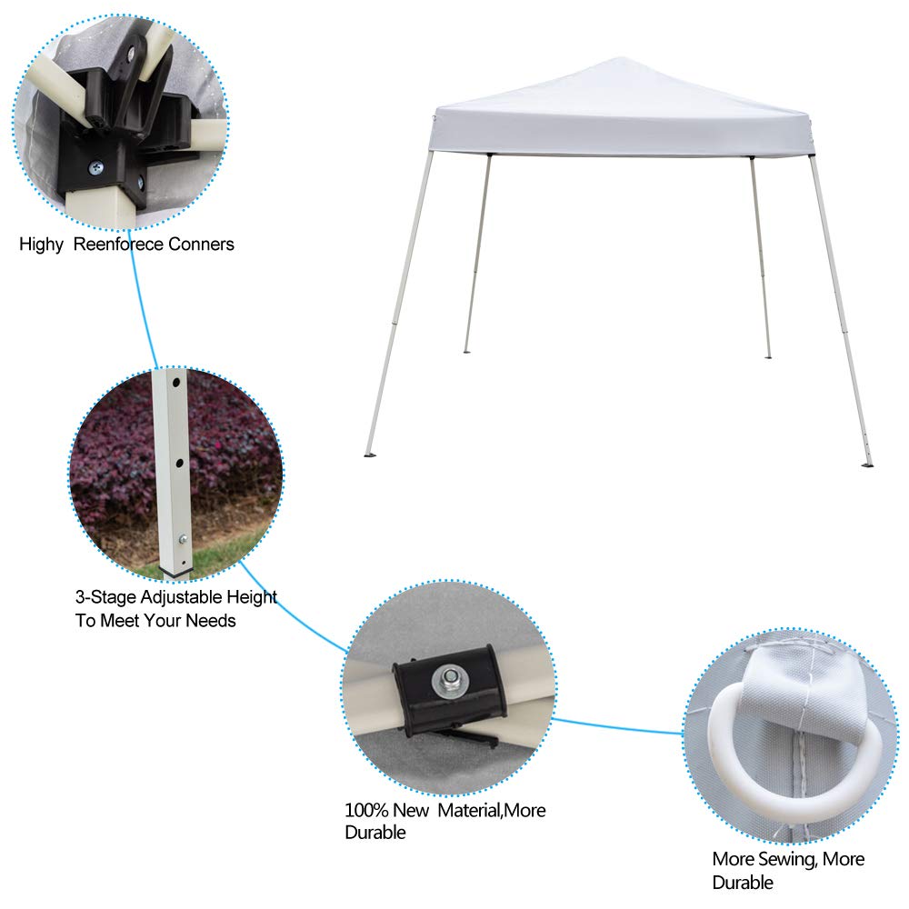 8x8ft Pop Up Gazebo Tent - Waterproof Portable Canopy with Carry Bag, 3 Height Adjustments (2.4x2.4m) for Outdoor Parties, Beach Camping, Weddings & Backyard Events - White | Perfect for Picnics, Tailgating, Farmers Markets, Summer BBQs, Patio Shade, Garden Shelter, Outdoor Dining, and Emergency Shelter During Storms