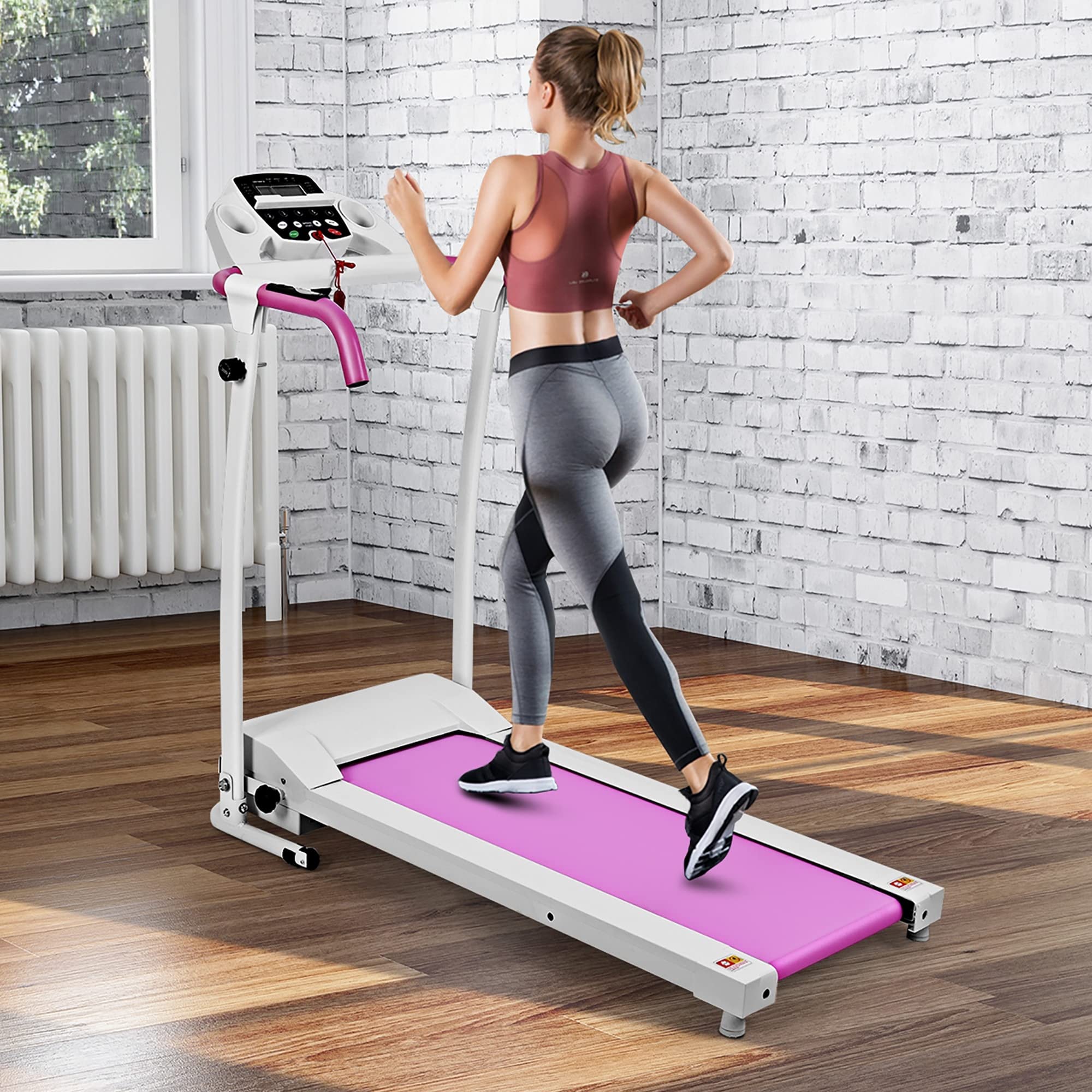 Electric Folding Treadmill with Powerful Motor - Compact Home Fitness Equipment for Running & Walking (Pink) | Perfect for Small Spaces, Home Gyms & Apartment Workouts