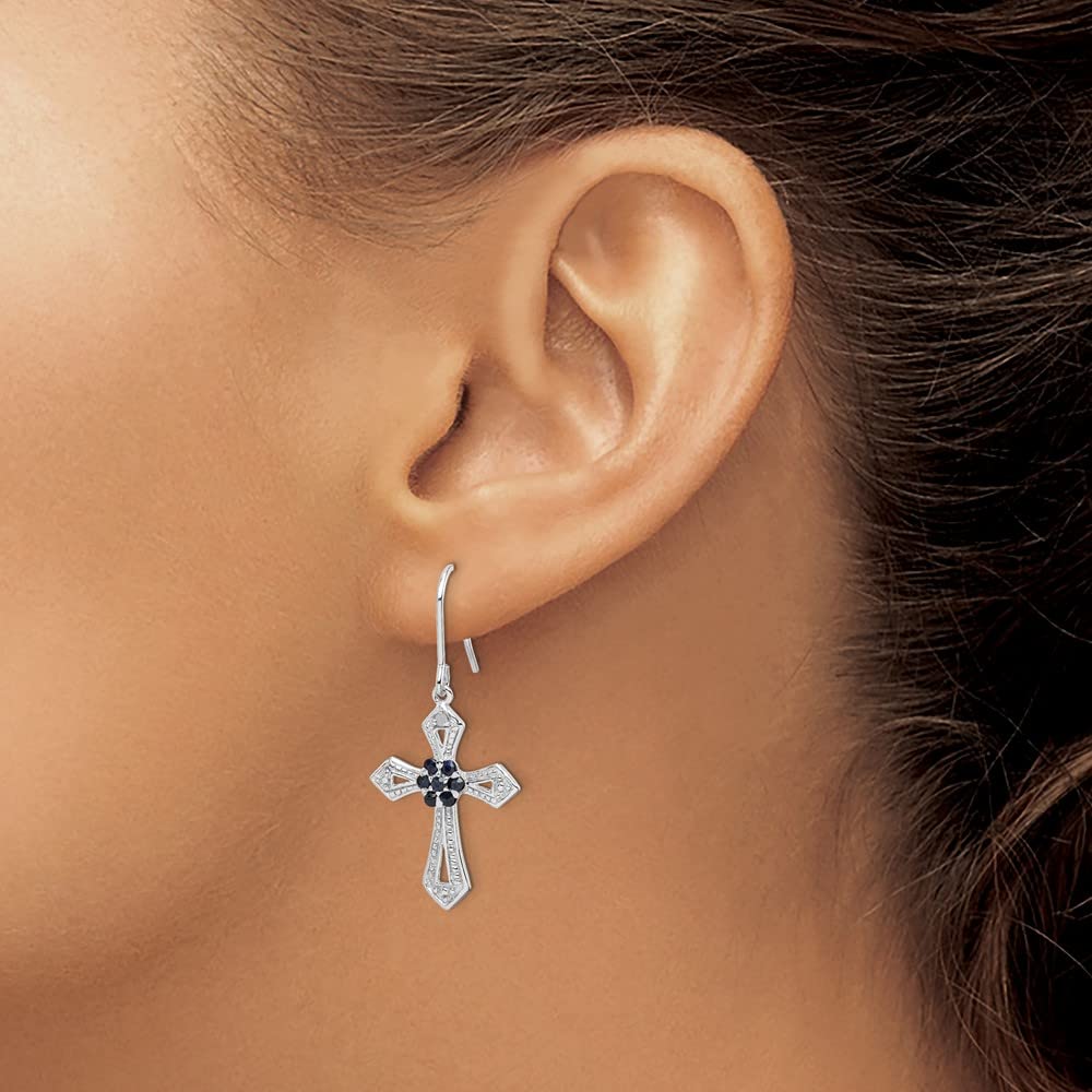 925 Sterling Silver Diamond Accent Cross Earrings for Women - Elegant Fine Jewelry Gift for Her - Perfect for Church, Weddings, and Special Occasions