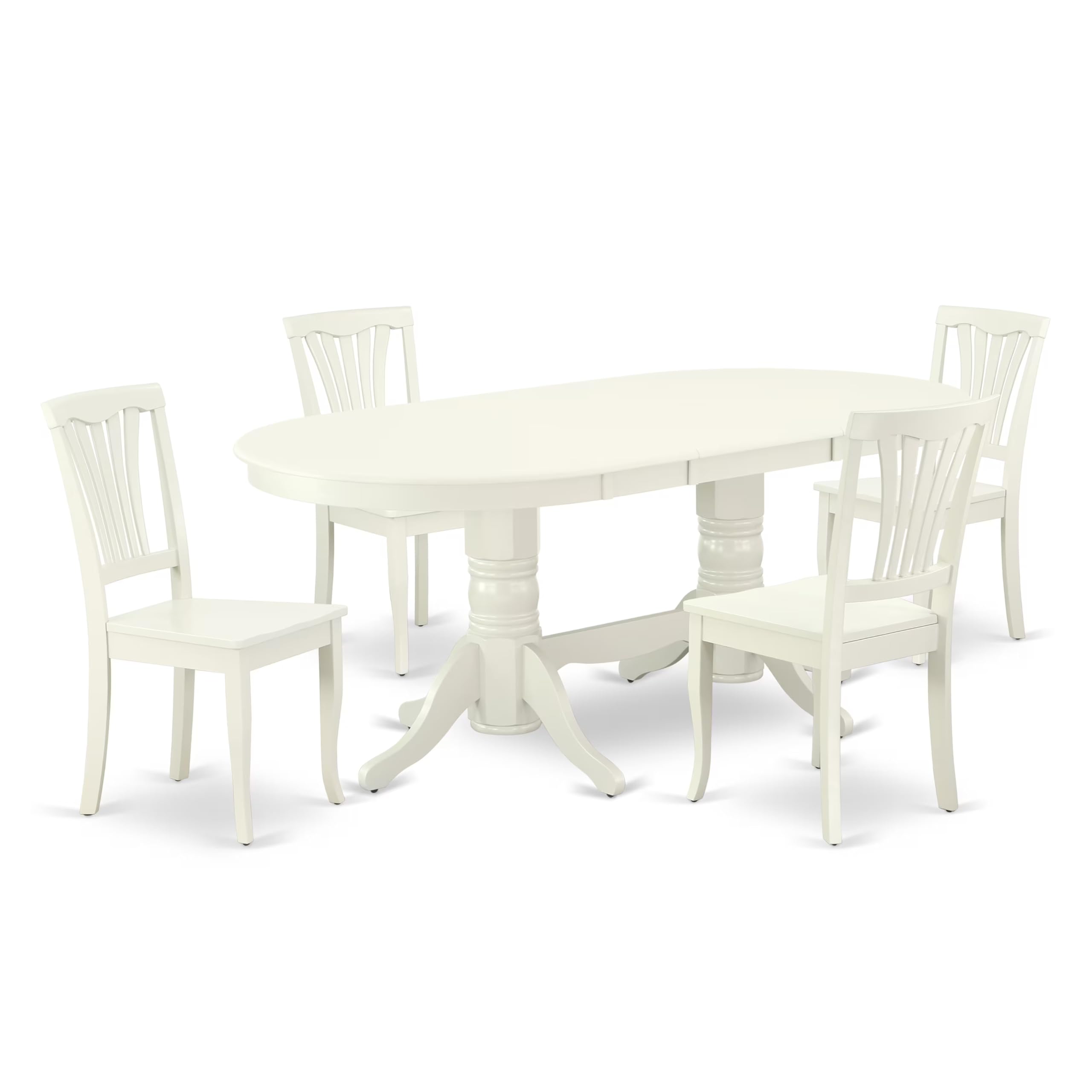 East West Furniture 5-Piece Dinette Set for 4 - Oval Dining Table with Butterfly Leaf & 4 Kitchen Chairs, 40x76 Inch, Linen White - Perfect for Small Kitchens, Breakfast Nooks & Compact Dining Spaces