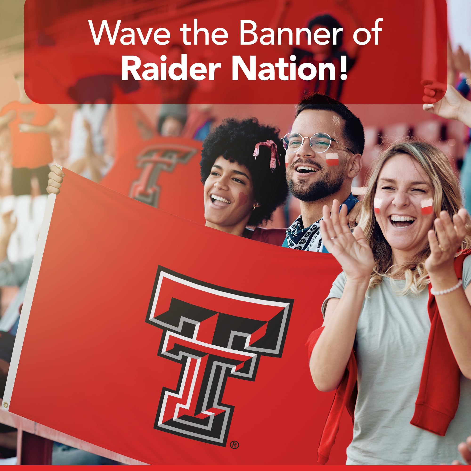 Texas Tech Red Raiders 3' x 5' NCAA Licensed Nylon College Sports Flag - Durable Outdoor/Indoor School Banner for Game Day, Tailgating & Home Decor (Red, Black, White)
