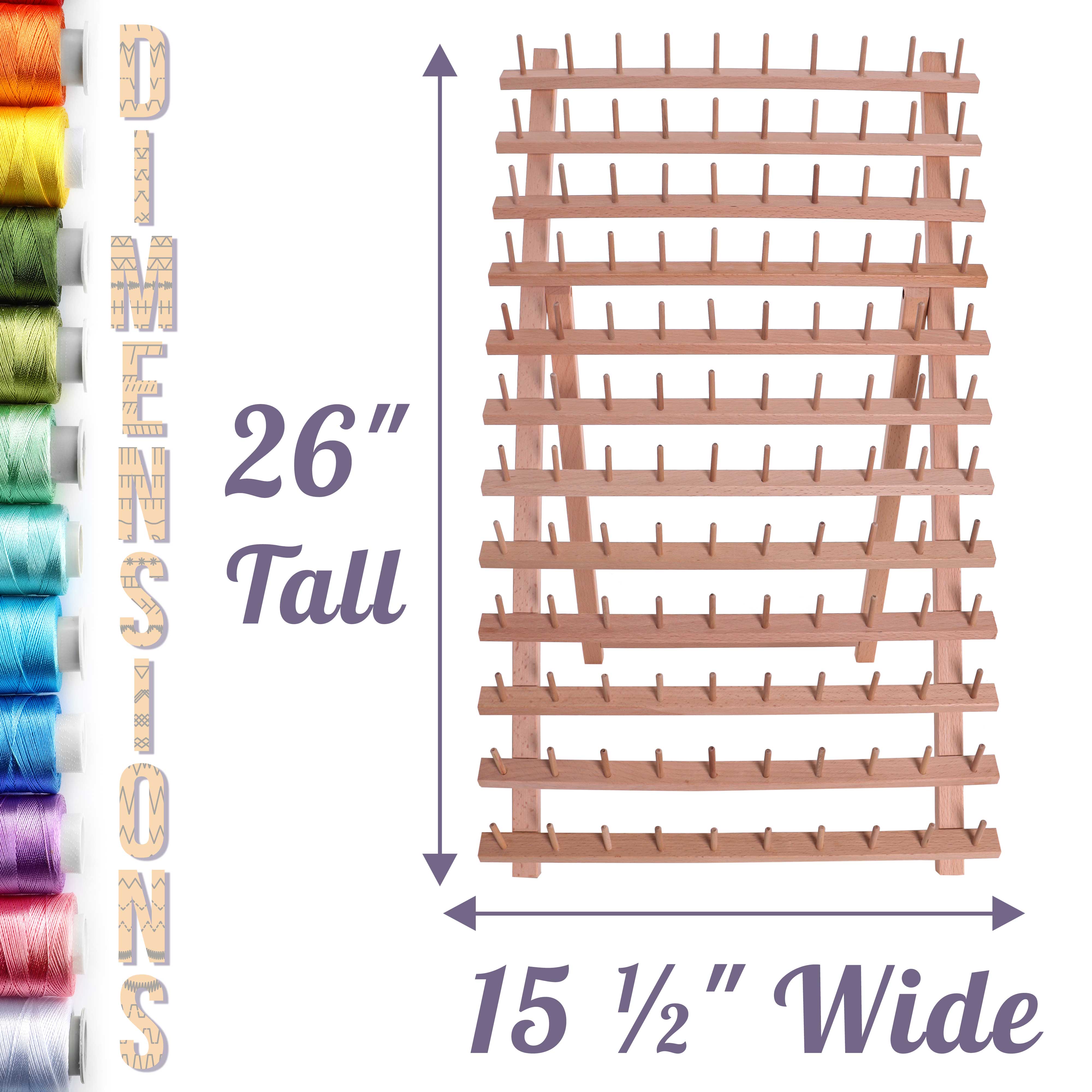 Premium 120 Spool Wooden Thread Holder - Sewing & Embroidery Thread Storage Organizer for Craft Room, Quilting & DIY Projects - Perfect for Knitting, Crochet & Fabric Art Supplies Organization