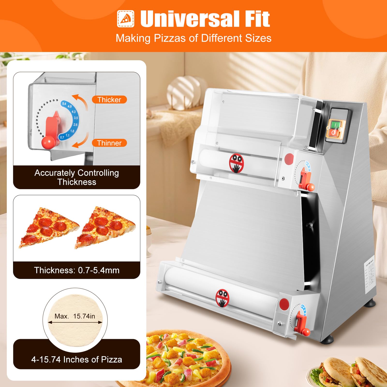 370W Automatic Pizza Dough Press Machine 4-16