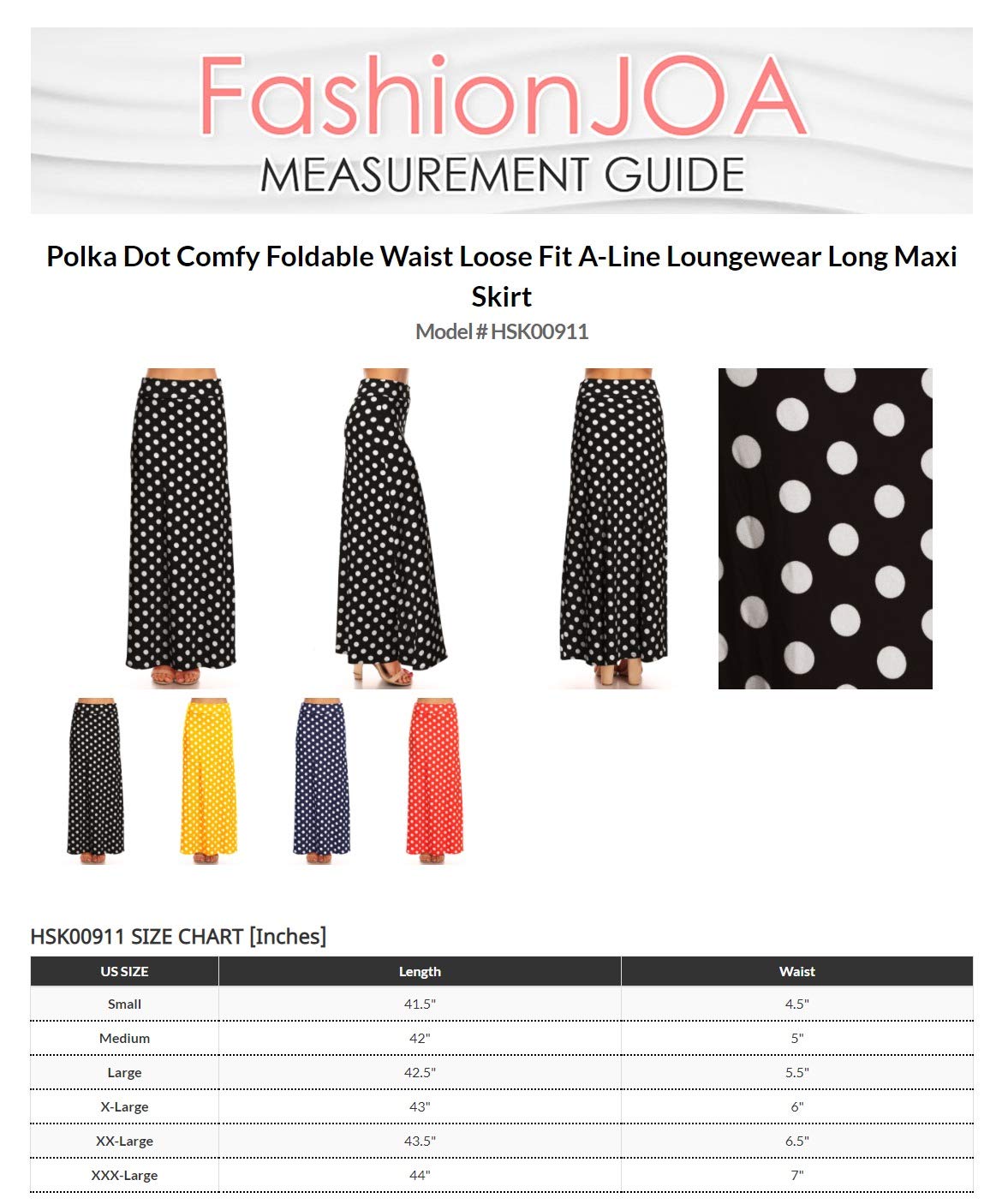 FashionJOA Women's Casual High Waist Foldable Waistband Comfortable Loose Fit Solid Maxi Skirt S-3XL | Perfect for Beach, Vacation & Summer Outfits
